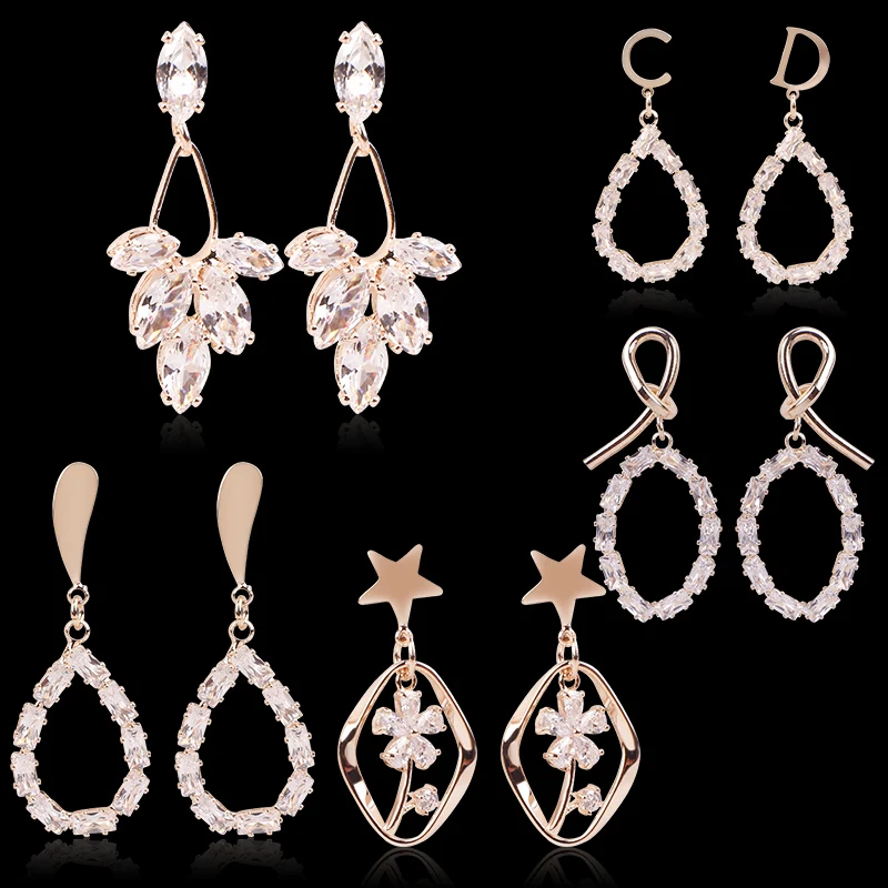 

Manxiuni Fashion Multi-Color Crystal Drop Earrings Women Gold Color Maxi Statement Earrings Wedding Party Jewelry Christmas