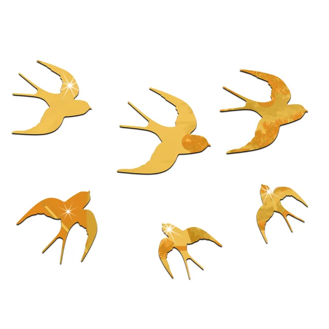 6 stks Acryl Animal Muursticker Vogels Spiegel Muurstickers Home ... 6 stks Acryl Animal Muursticker Vogels Spiegel Muurstickers Home ...