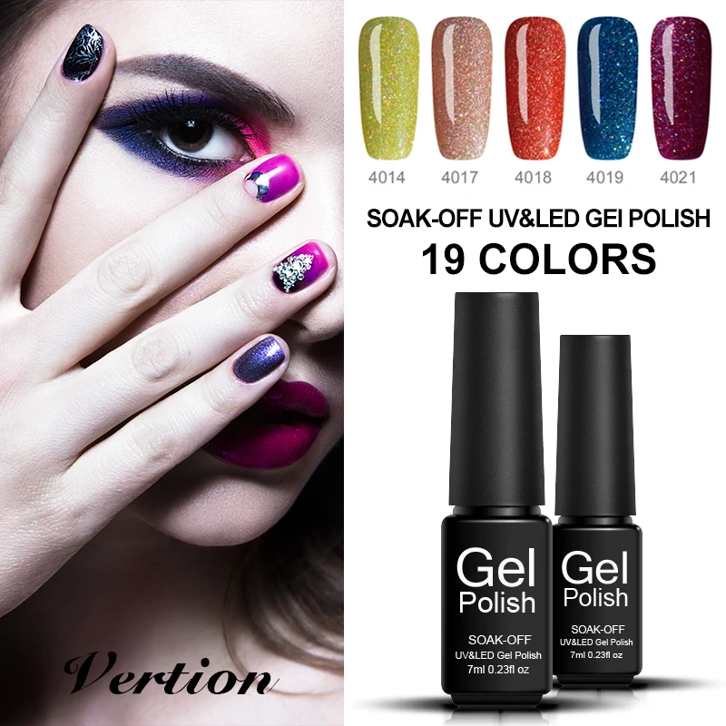 

Verntion Colored Gel Nail Polish 7ml French Manicure Neon Nail Gel Polish Soak Off UV Professional LED Color Gel Lacquers