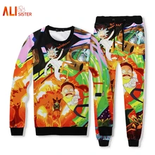 Alisister/комплект из 2 предметов, Мужская/Женская худи+ длинные штаны, забавный спортивный костюм с рисунком из мультфильма, толстовка+ джоггеры, костюм для пары в стиле хип-хоп