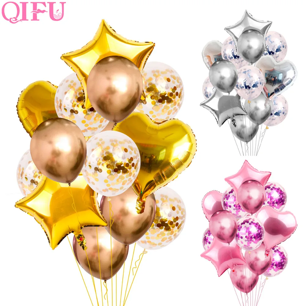 QIFU 14 шт креативные мульти конфетти воздушные шары воздушный фольгированный шар с днем рождения праздничные балоны свадебные принадлежности для вечеринки шары Balon