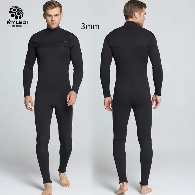 

Neoprene 3MM Men's Diving Suit Surf Clothes Chest Before Opening Zipper Against Cold Warm Swimming Suit For Male Size S-XXL