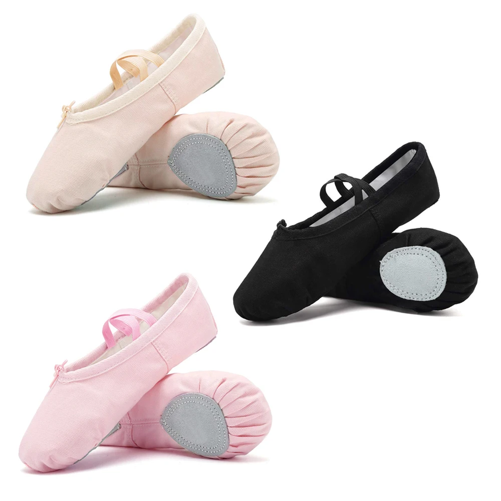 3 Colors Canvas Flat Ballet Dance Shoes Women Gymnastic Ballet Dance Pointe Shoes For Girl Children Dance Ballet Slippers Shoes