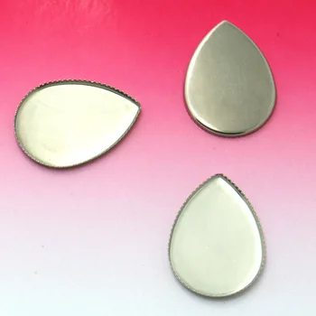 

Blank Stainless Steel with 18*25mm Drop Bezel Cabochon Bases Pendant Findings for Floating Charms Lockets Making