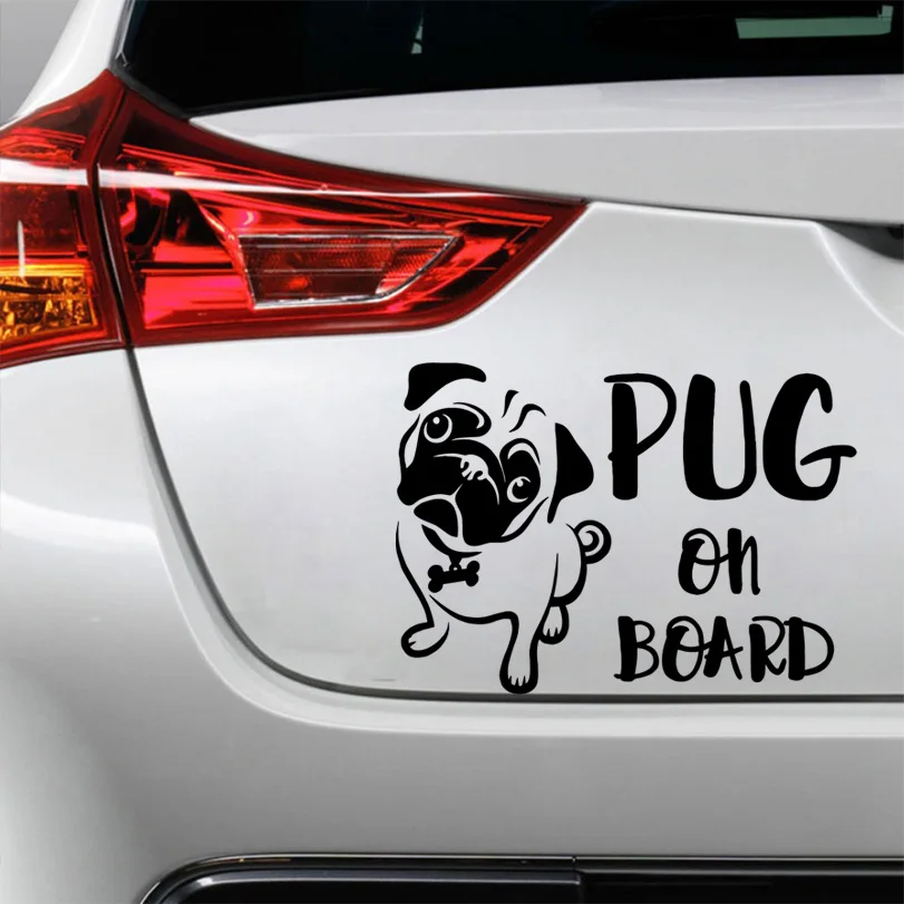 

Free Shipping Pug On Board Car Sticker Creative Cars Door Handle Decals Dual Color Design Stickers Vinyls Decals