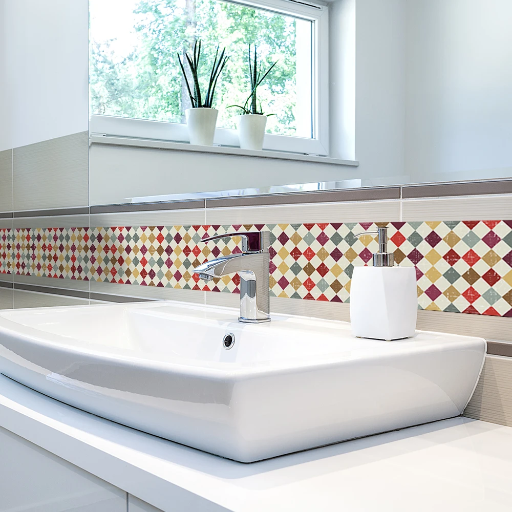 Funlife Self Adhesive Wallpaper Borders,Waterproof Kitchen Bathroom Wall Decorative Borders Papers Stickers For Living Kids Room