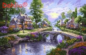 

Purple pastoral scenery forest Needlework Art Crafts Embroidery for DIY Cross Stitch Kits 14CT Unprinted Home Decor Handmade