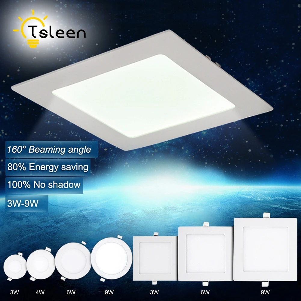 

TSLEEN 1PC Ultra-thin 12W 15W 18W 24W Round Square Panel LED Surface Mounted LED Panel Light Downlight Ceiling Down Lamp