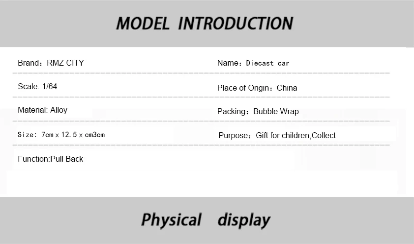 RMZ CITY 1: 64 литая под давлением модель автомобиля игрушка с функцией оттягивания для детей подарки коллекция игрушек игра со скрытым пусковым устройством