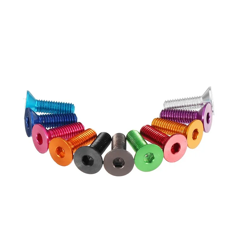 

10pcs M3*10mm Aluminum Alloy Flat Screw Hexagon Socket Countersunk Head Screws Anodized Color Red Orange Pink Purple Gold Green