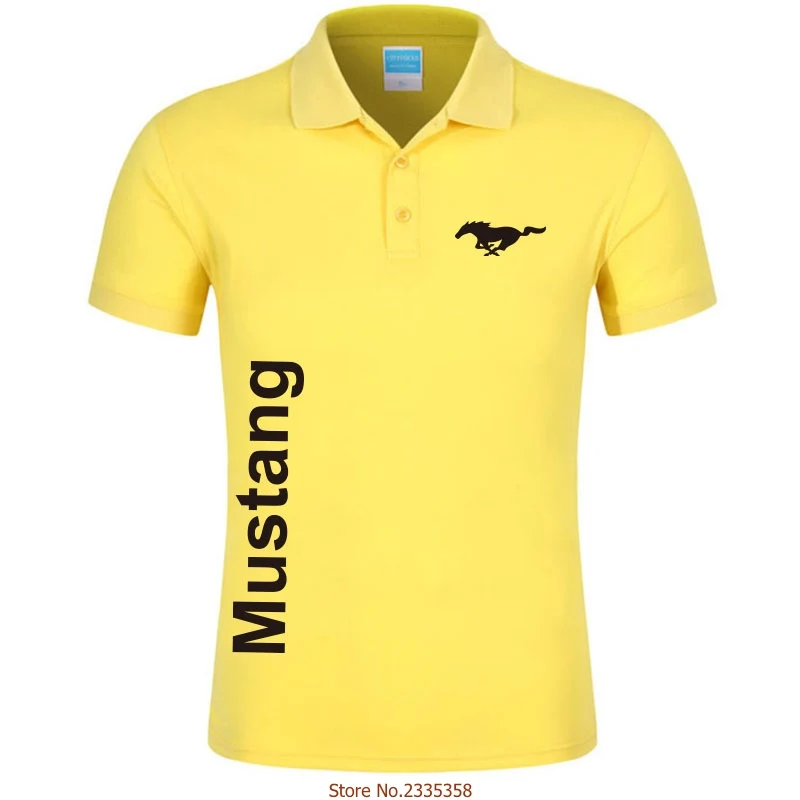 Летние топы женские мужские повседневные Mustang рубашка поло с коротким рукавом Хлопок Поло размер S~ 3XL - Цвет: Цвет: желтый
