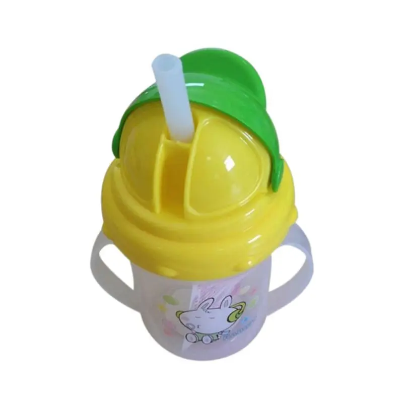 Baby Cute Bottle Newborn PP Feeding Cartoon Rabbit Straw Cup  With Handles Drinking Milk Feeding Bottle Sippy Cups For Kids Baby