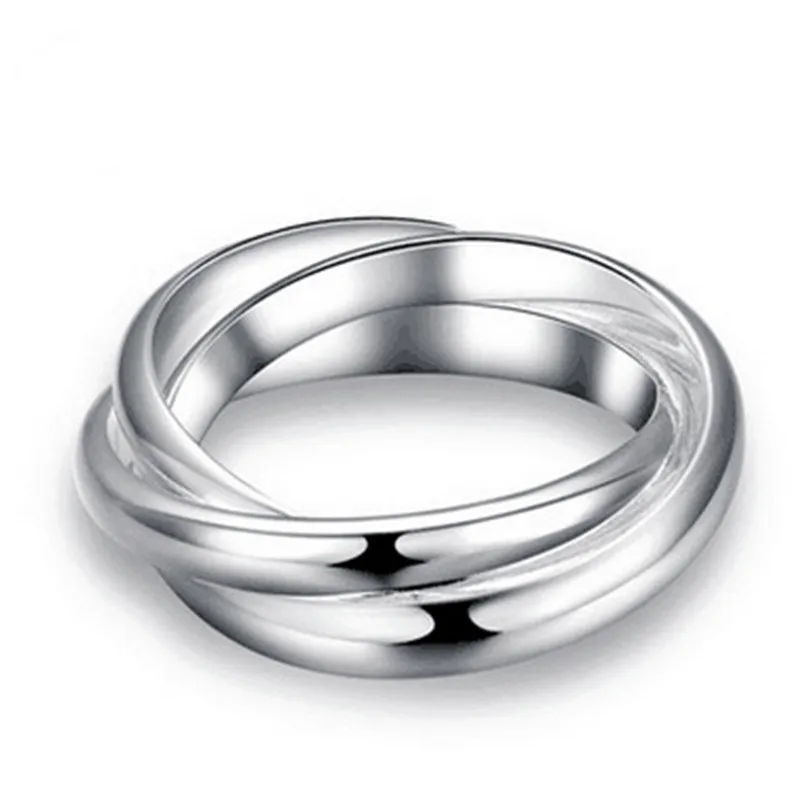 Модное серебряное кольцо из нержавеющей стали, тройное переплетающееся кольцо для женщин, Кольцо Дружбы
