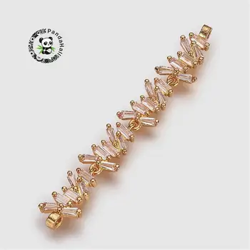 

PandaHall Brass Micro Pave Cubic Zirconia Links, Bar, Golden, 49x7x2.5mm, Hole: 1.5mm
