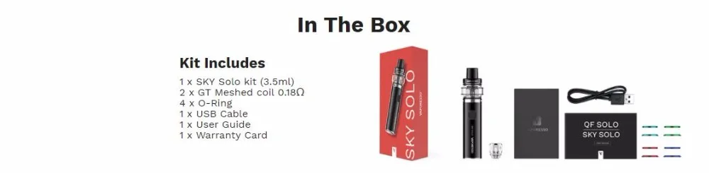 Комплект Vaporesso Sky Solo Plus, 3000 мА/ч, 8 мл, комплект Sky Solo, 1400 мА/ч, 3,5 мл, ручка Vape с GT, с сеточной катушкой, электронная сигарета