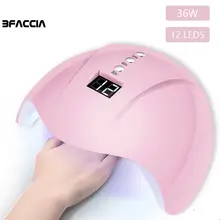 Bfaccia 36 Вт УФ-лампа светодиодный светильник для ногтей Сушилка для ногтей для всех гель-лаков лампа инфракрасного зондирования таймер жидкокристаллический смарт-дисплей маникюр