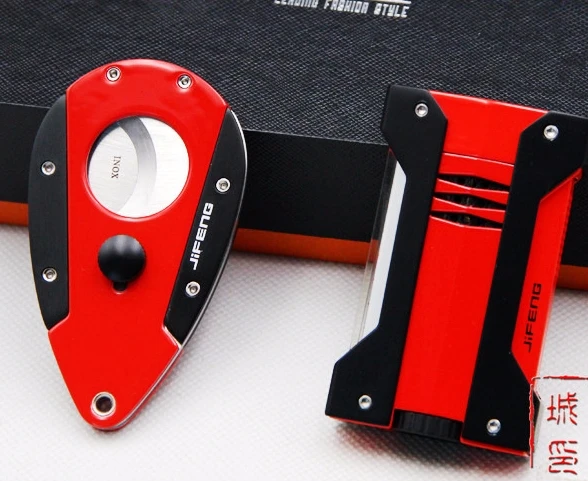 

MHW 2 color jifeng Gadgets Cigar Cutter Sharp Guillotine Butane Gas Lighters 1 Torch Cigarette Lighter Smoking Tool