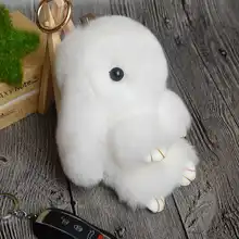2017 Rabbit Keychain Fashion Fur Bunny pom pom key chain Toy Doll 13 cm Pendant Bag Car Charm key ring pompom porte clef