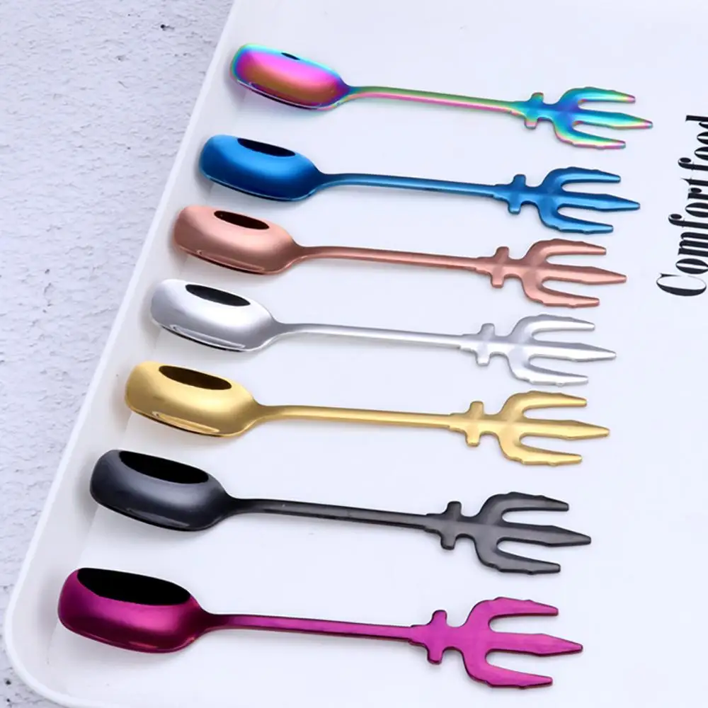 

2019 New Stainless Steel Colorful Spoons Fork Spoons Flatware Ice Cream Drinking Tools Kitchen Gadget Kitchen Accessories BB4