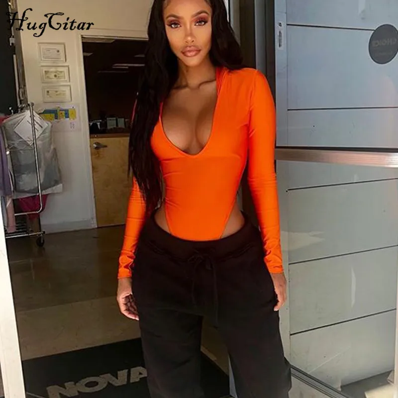 Hugcitar مقنعين الخامس الرقبة الصلبة bodycon مثير ارتداءها 2019 الربيع النساء أزياء الصلبة بسط طويل كم حزب عارضة الشارع الشهير