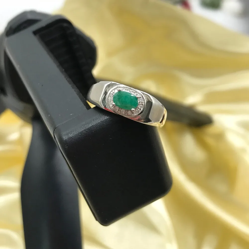 Новое модное кольцо с натуральным изумрудом, 4 мм* 5 мм, настоящее Изумрудное серебряное кольцо, Стерлинговое Серебро, изумруд, обручальное кольцо для женщин