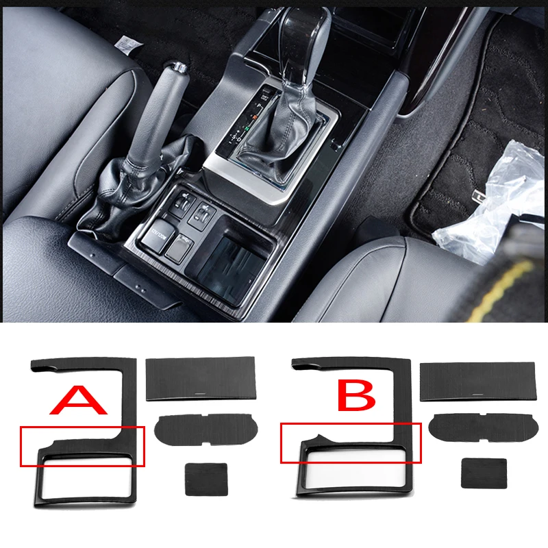 

Car Styling 4pcs Black titanium Stainless Interior Gear Shift Panel Cover Trim For Toyota Land Cruiser Prado FJ150 2010-2017