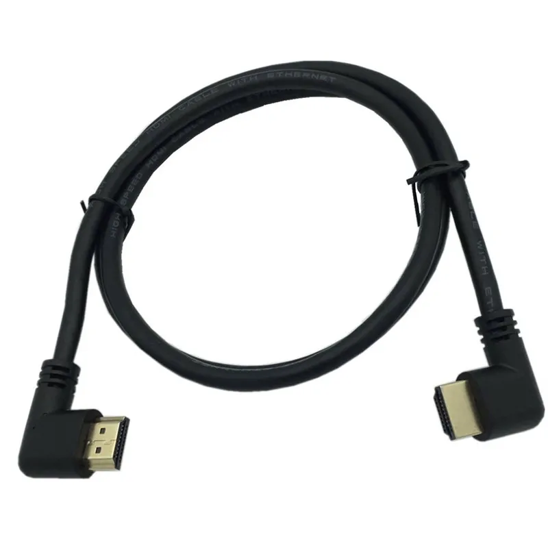 Левый и правый угловой HDMI 2,0 штекер HDMI правый левый локоть мужской удлинитель 15 см 50 см 1 м, HDMI 2,0 в Угловой кабель 4K* 2K@ 60 Гц