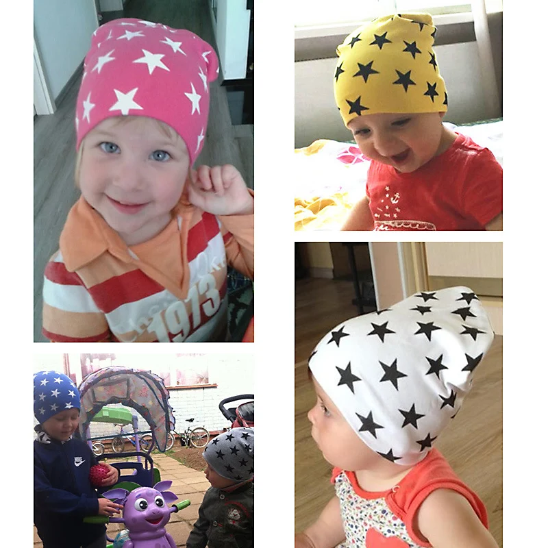 

2019 Fashion New Cute Beautiful Baby Hat Autumn Winter Children Cotton Caps Boys Girls Beanies Star Geometric Kids Cap