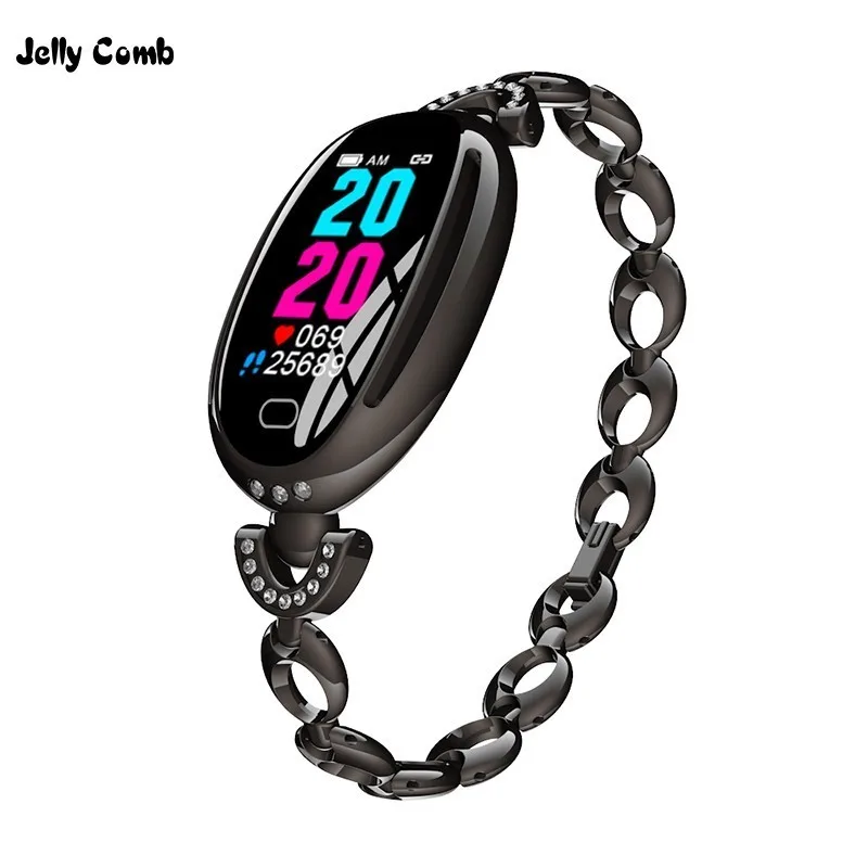 Jelly Comb Women Smart Watch 0.96 inch Color Screen Heart Rate Monitor Smart Bracelet Sleep Monitor Smartwatch for Girls Gift