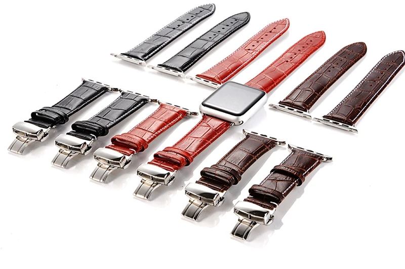 LPWHH Crocodile Leather For Apple Watch Bands 42mm 38mm For Apple Watches Series 4 3 2 1 Metal Buckle Watchband Strap Wristwatch LPWHH Crocodile Leather For Apple Watch Bands 42mm 38mm For Apple Watches Series 4 3 2 1 Metal Buckle Watchband Strap Wristwatch