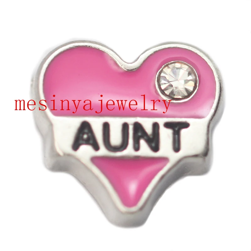 10 шт. плавучие подвески в форме сердца и тети для стеклянного медальона