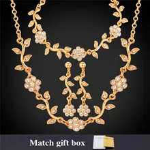 Collare, свадебное платье с цветочным узором комплекты украшений для женщин золото/серебро Цвет с украшением в виде кристаллов Цепочки и ожерелья браслет серьги свадебный набор с подарочной коробкой S122