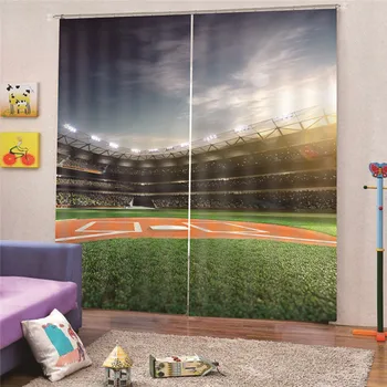 

3D Digital Print Football Curtain window living room jacquard fabrics luxury semi-blackout curtains panel bedroom M15