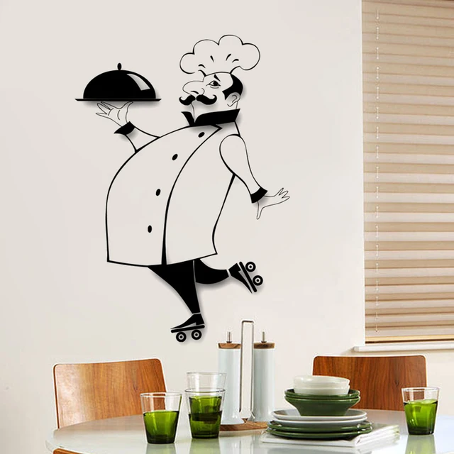 French Chef Kitchen Wall Sticker Restaurant Art Mural Home Decor French Chef Kitchen Wall Sticker Restaurant Art Mural Home Decor Waterproof Wallpaper Jg1101
