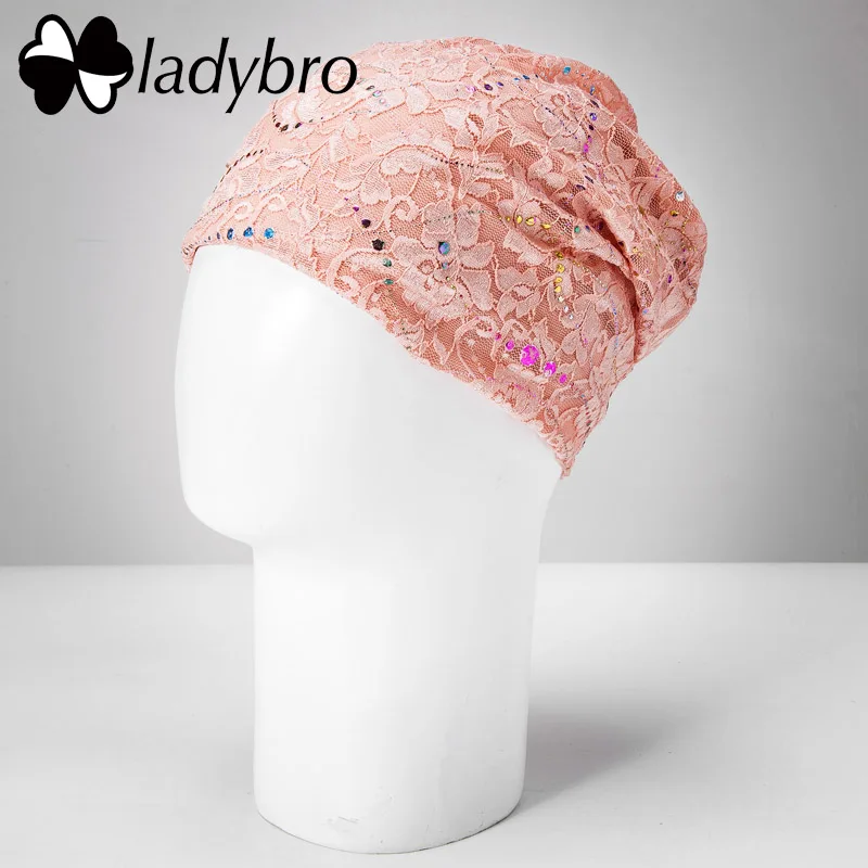 Ladybro брендовая Осенняя Шапка-бини Skullies, женская шапка, Женская кружевная шапка с бабочкой, Женская хлопковая Повседневная Цветочный чепчик, Femme - Цвет: 004 pink