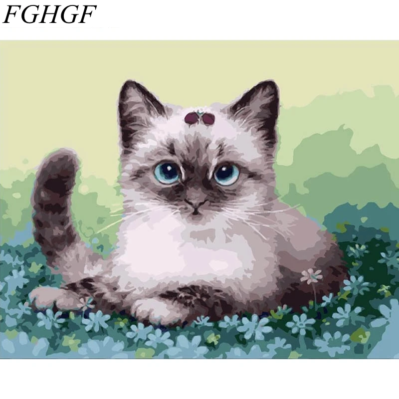 

FGHGF Frameless picture on wall acrylic painting by numbers abstract drawing by numbers coloring by numbers cats 40cmx5CM