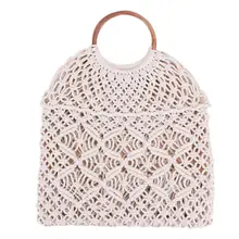 Плетеная пляжная сумка из ротанга с хлопковой веревкой, плетеная пляжная сумка без подкладки, сумка для хранения, модные женские сумки, модные сумки на плечо