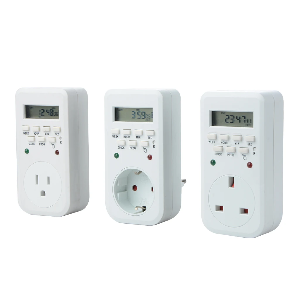 

Auto On/Off Relay Timer Switch Socket Digital LCD Power Timer Energy-saving Programmable Time Switch 220V50Hz 16A EU US UK Plug