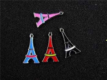 

AE659 Mix Color 100Pcs Alloy Metal Enamel Effie Tower Charms Pendant 32x18mm