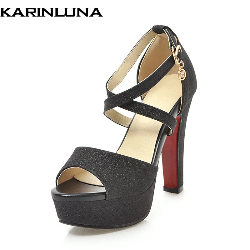 

KarinLuna Large Size 32-43 Sexy High-Heeled Platform Elegant Women Shoes Sandals Summer Party cross-strap Sandals Woman