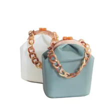 Women Box Bucket Acrylic Clip Evening Bag Chic Ins Acrylic Chain Luxury Handbag Banquet Party Purse Shoulder Bags luxury handbag evening bag diamond flower hollow clutch designer bag box relief acrylic banquet party purse women shoulder bags