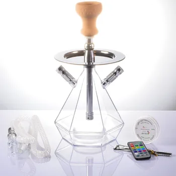 

Acrylic Shisha with Double Pipe LED More Stable Healthy Vaporizer Arabian Nargile Sheesha Narguile Chicha Hookah Set