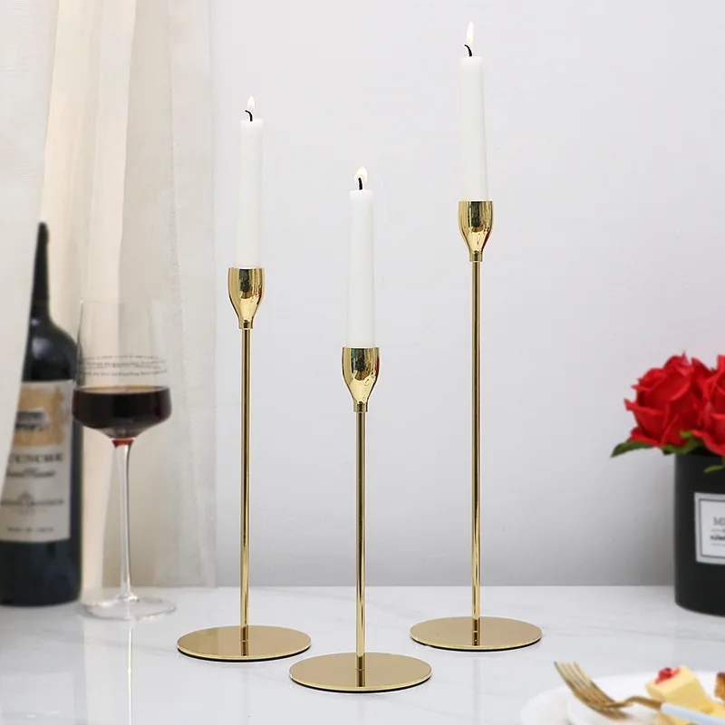 

Metal Candle Holders Simple Golden Wedding Decoration Bar Party Living Room Decor Christmas New Year Home Decor Candlestick