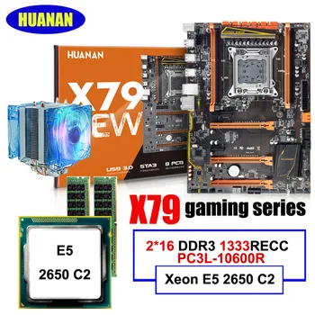 شراءمجموعة ذاكرة الوصول العشوائي لوحدة المعالجة المركزية HUANAN Deluxe X79 LGA2011 مع مبرد وحدة المعالجة المركزية Xeon E5 2650 C2 RAM 32G (2*16G) DDR3 1333MHz RECC تم اختبارها ب...