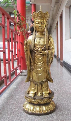 

bi003099 43"Tibet bronze gild Ksitigarbha Bodhisattva Dizang pusa staves Buddha Statue