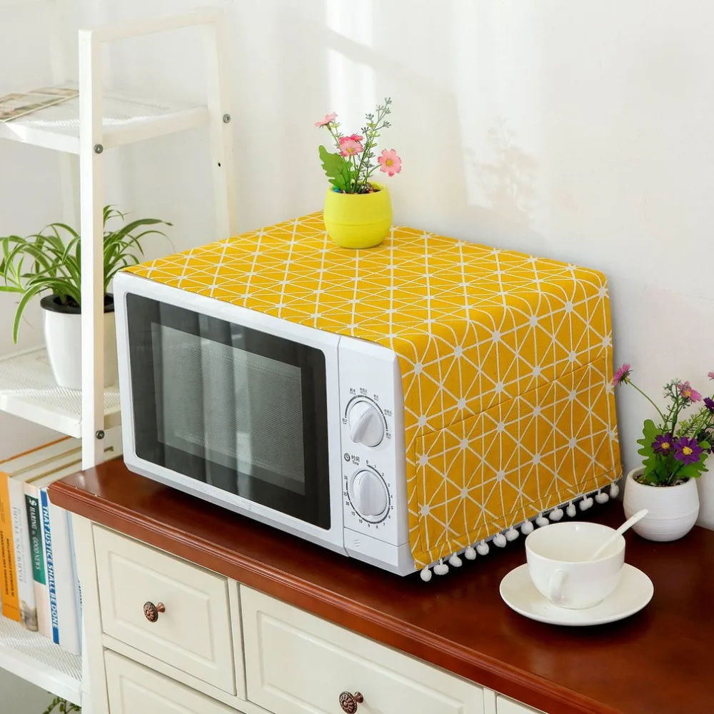 2017 Modern Style Linen Cover Microwave Dust Proof Cover Microwave Oven
