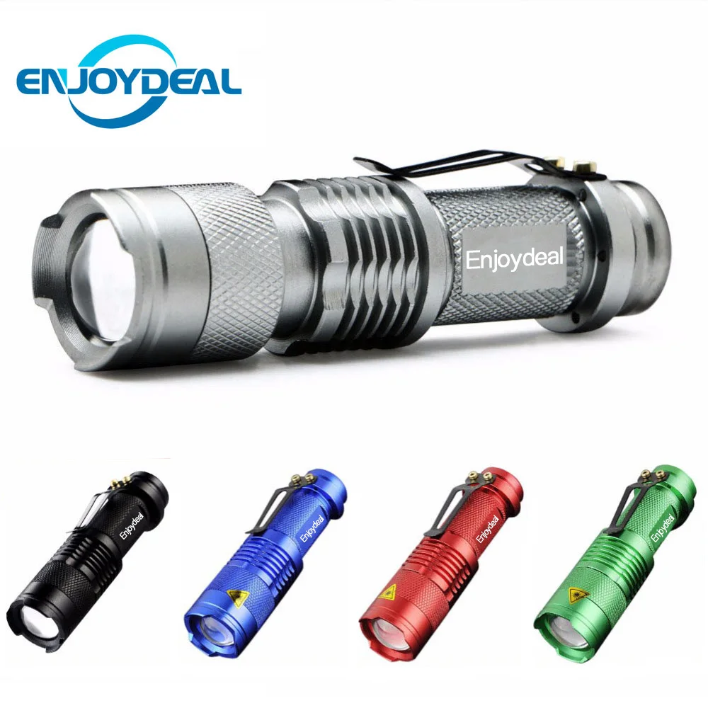 

Portable LED Flashlight Q5 2000lm Mini Flashlight Waterproof LED Lanterna 5 Colors 1 Modes Zoomable LED Torch penlight AA 14500