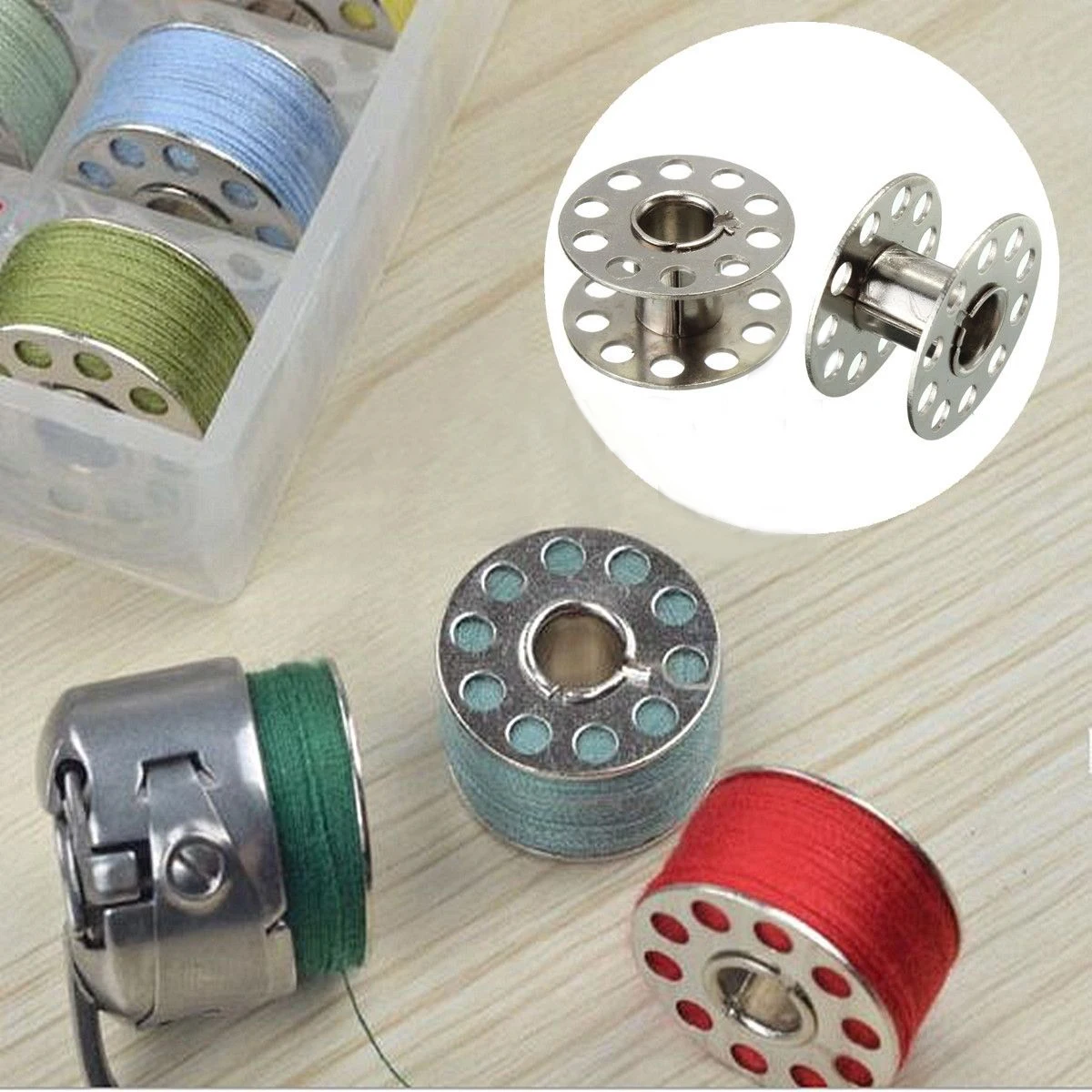 25pcs/box New Metal Bobbins Spool With 25 Grid Storage Box for Home Sewing Machine