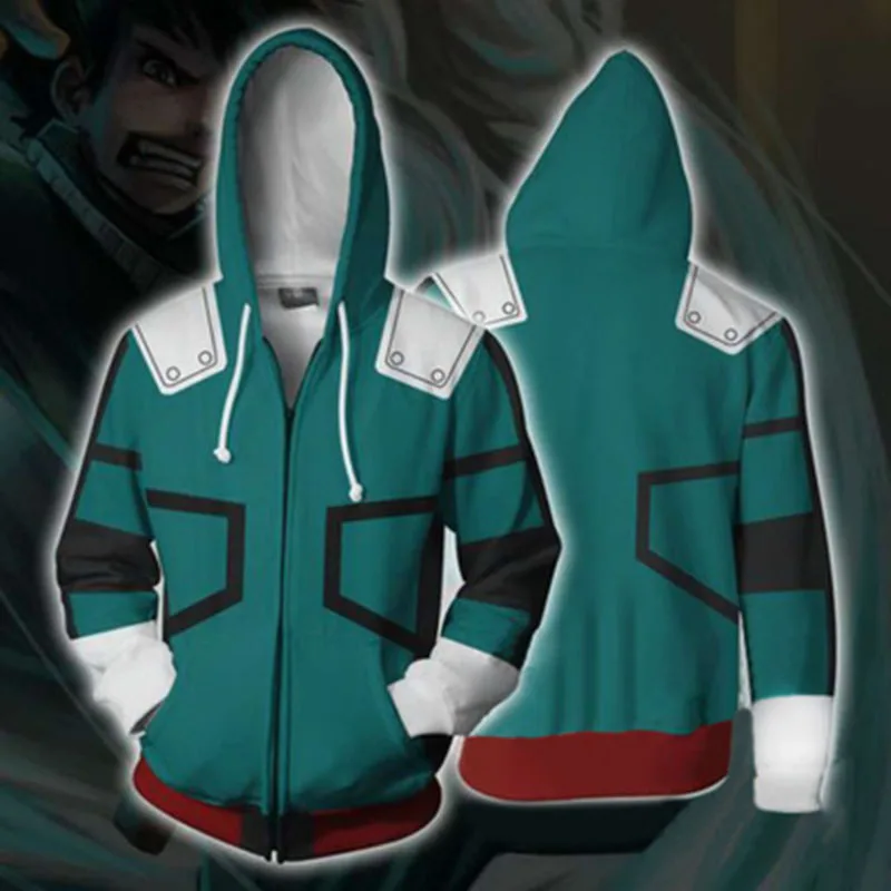 

New 3D My Hero Academia Sweatshirts Plus Size Cosplay Costumes Unisex Sweatshirt Fashion Zipper Hoodie College uniforms Jackets