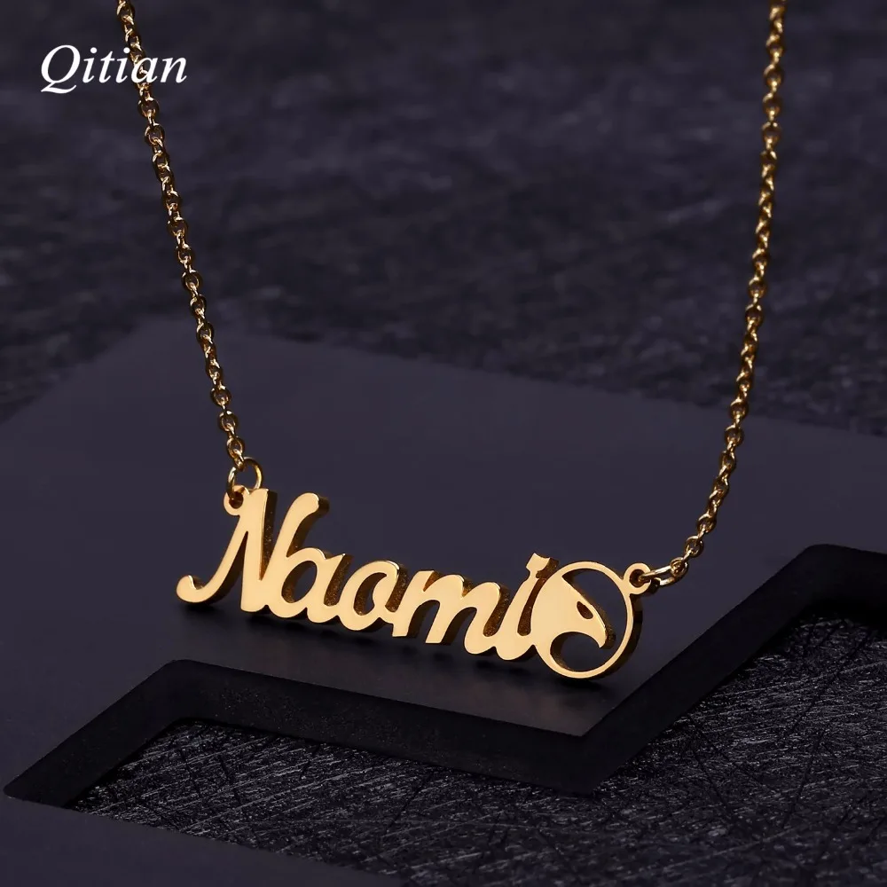 

Customized Name Necklace With Cursive Symbol Cursive Stainless Steel Nameplate Necklace Handmade Gift for Women Choker